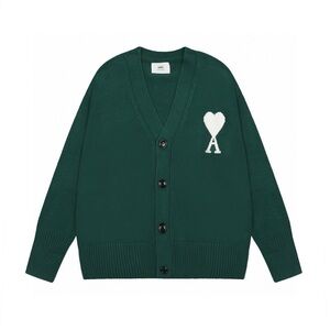 Ami Women's Deep Green Cardigan with Heart Detail